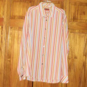 6A by AXIS multi color stripe button down shirt sz XL men